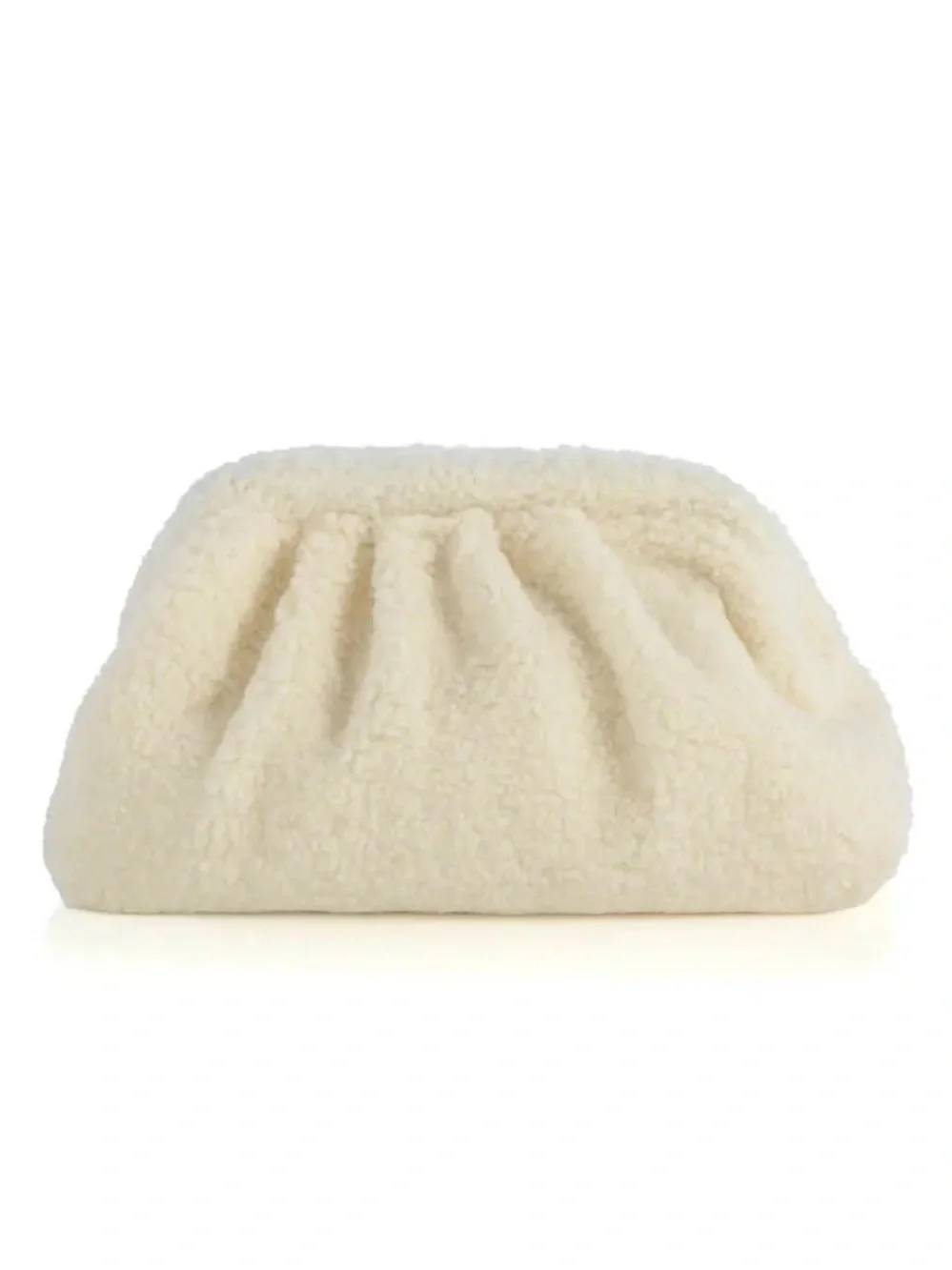 Shiraleah Sherpa clutch ivory white teddy fluffy cloud dumpling makeup pouch bag